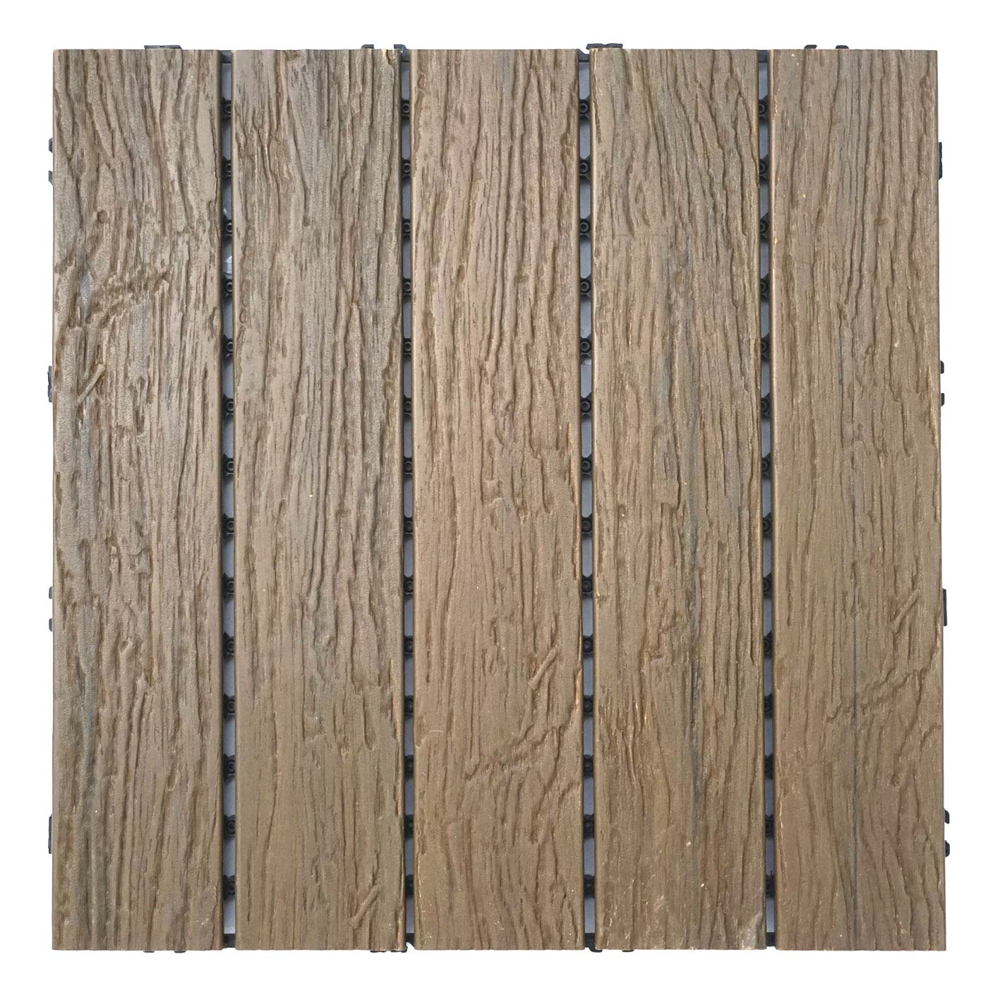 Cosmo Casa - WPC Vloertegel - Houtlook Balkon Terras - 3D Structuur Lineair - Lichtbruin - 4x per 50x50cm = 1m²