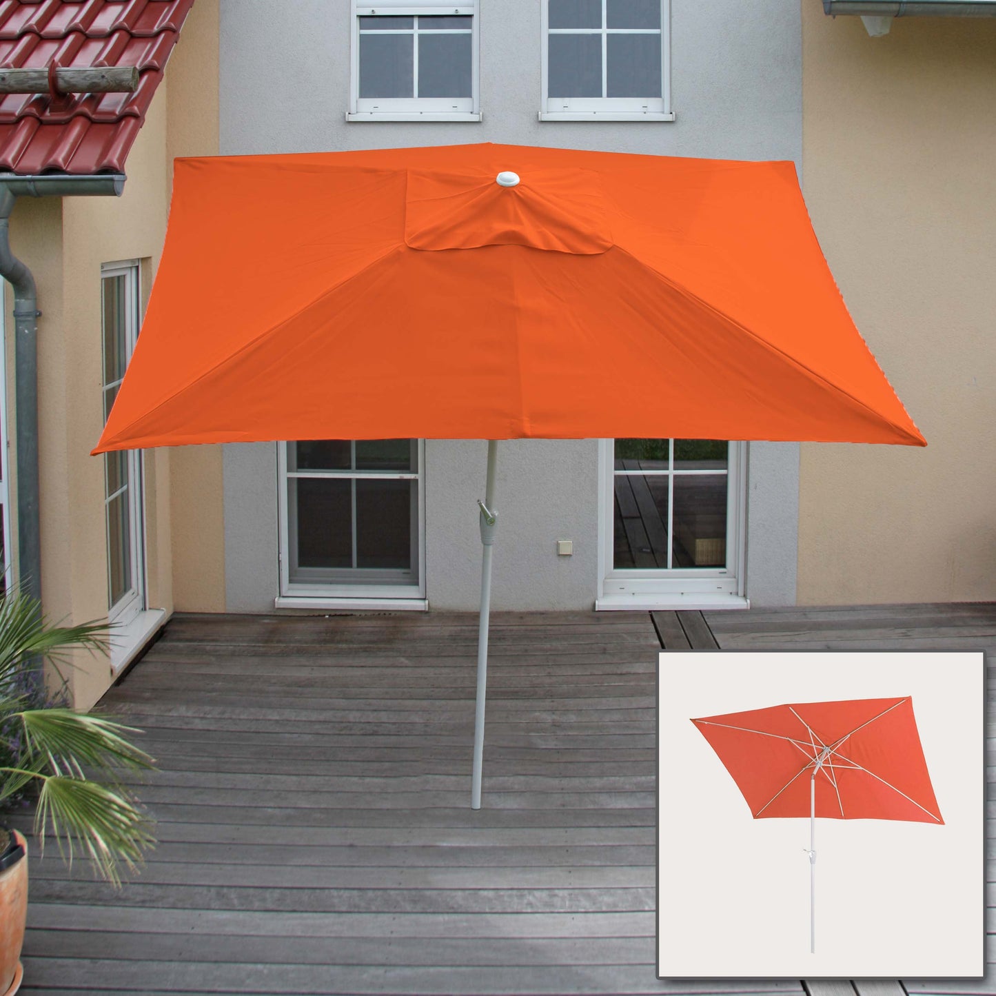 Cosmo Casa - Parasol - Tuinparasol - 2x3m rechthoekig kantelbaar - Polyester aluminium - 4,5kg - UV-bescherming 50+ - Terracotta