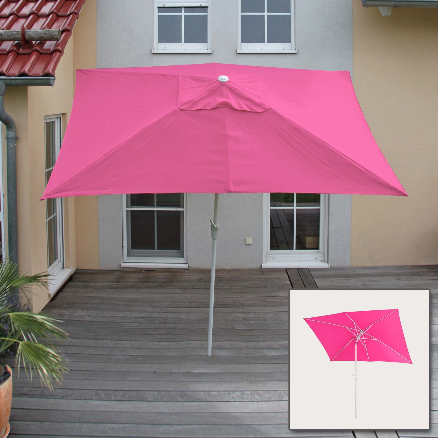 Cosmo Casa - Parasol - Tuinparasol - 2x3m rechthoekig kantelbaar - Polyester aluminium - 4,5kg - UV-bescherming 50+ - Roze