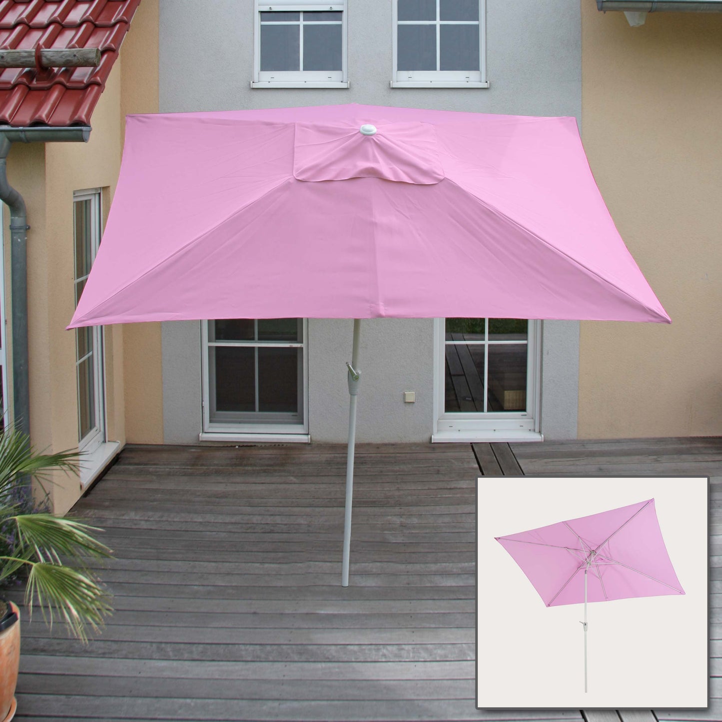 Cosmo Casa - Parasol - Tuinparasol - 2x3m rechthoekig kantelbaar - Polyester aluminium - 4,5kg - UV-bescherming 50+ - Lila