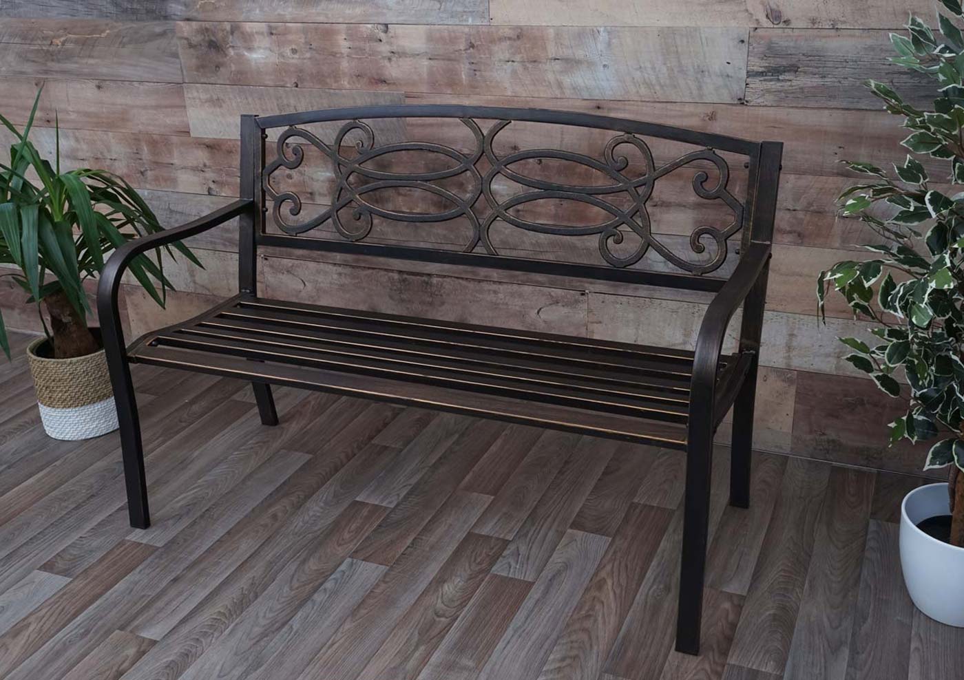 Cosmo Casa - Tuinbank - Parkbank - 2-zits - Gepoedercoat Staal - Vintage Brons