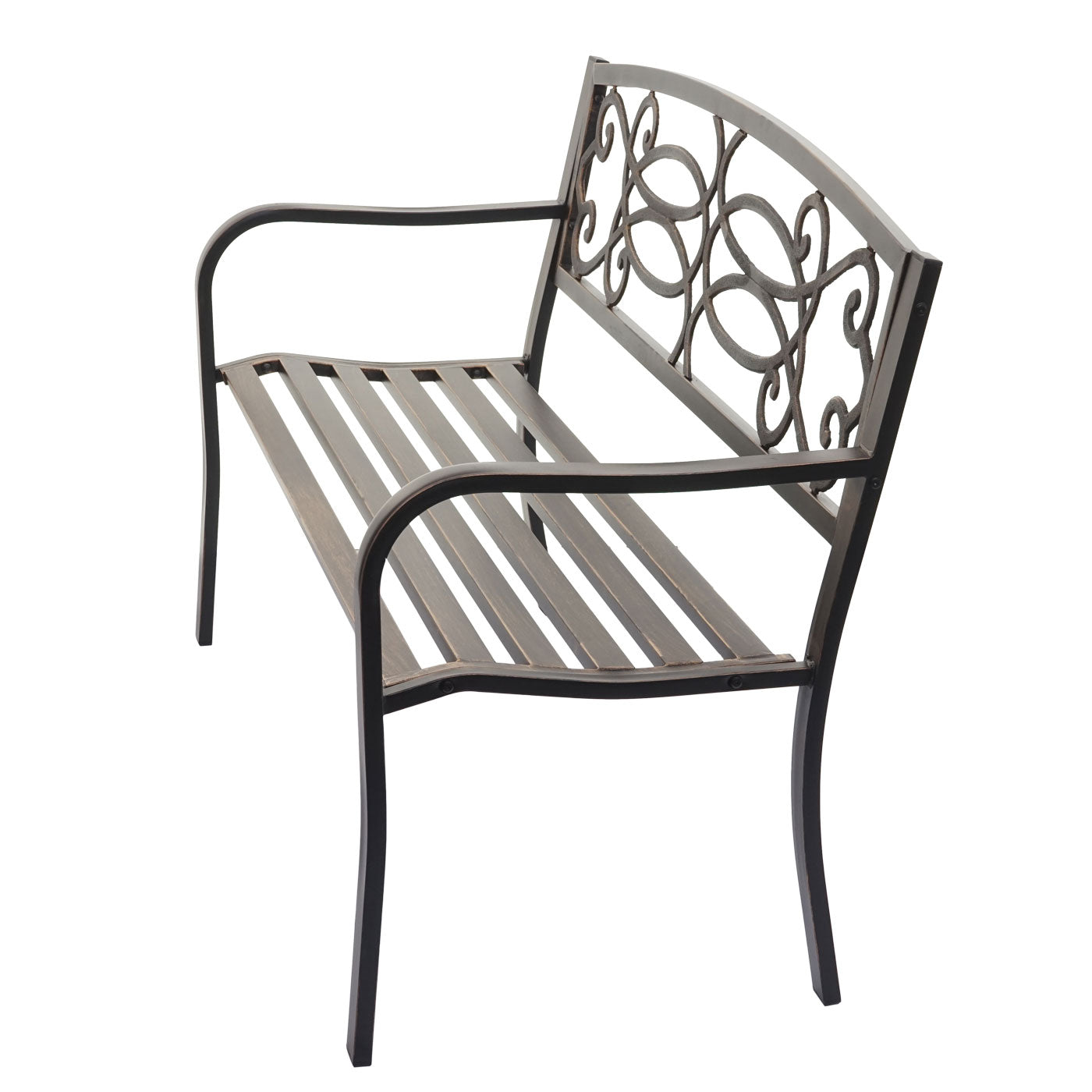 Cosmo Casa - Tuinbank - Parkbank - 2-zits - Gepoedercoat Staal - Vintage Brons