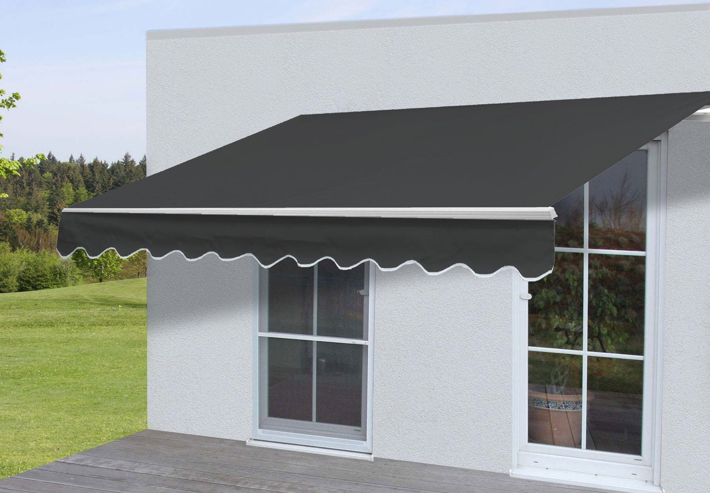 Cosmo Casa - Aluminium zonnescherm - Knikarm zonnescherm zonwering - 4,5x3m - Polyester antraciet