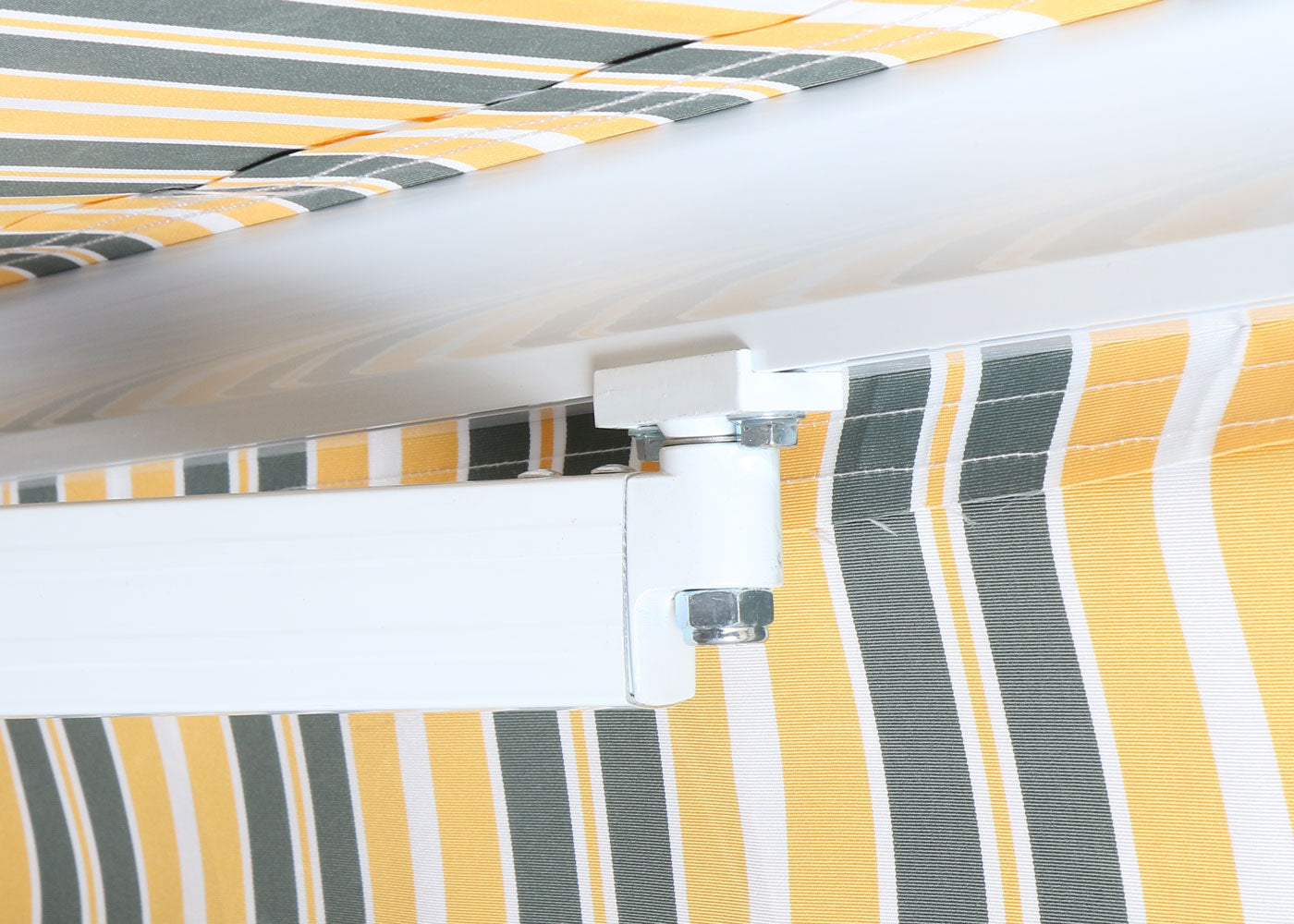 Cosmo Casa - Aluminium zonnescherm - Knikarm zonnescherm zonwering - 2,5x2m - Polyester grijs-geel gestreept