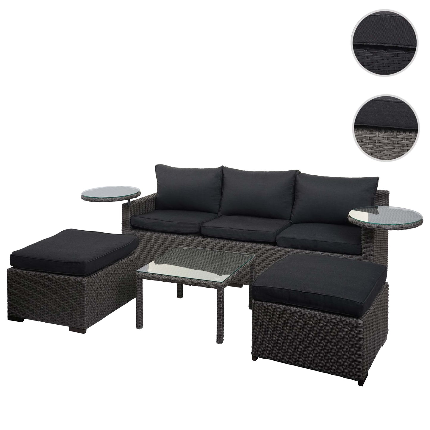 Cosmo Casa - Polyrotan Set - Tuin Loungeset - Zitgroep - Gesponnen Poly Halfrond Rotan - Grijs met Antraciet Kussens