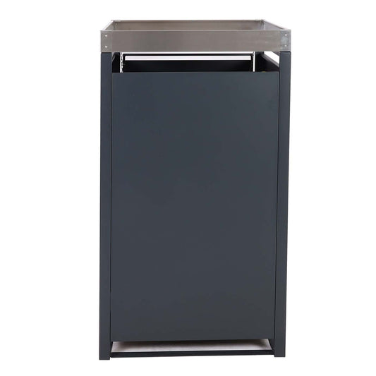 Cosmo Casa - Vuilnisbakbekleding met Plantenbak - Uitbreidbaar - Metaal - Antraciet & Beukenhoutlook - 125×68×80 cm / 31 kg