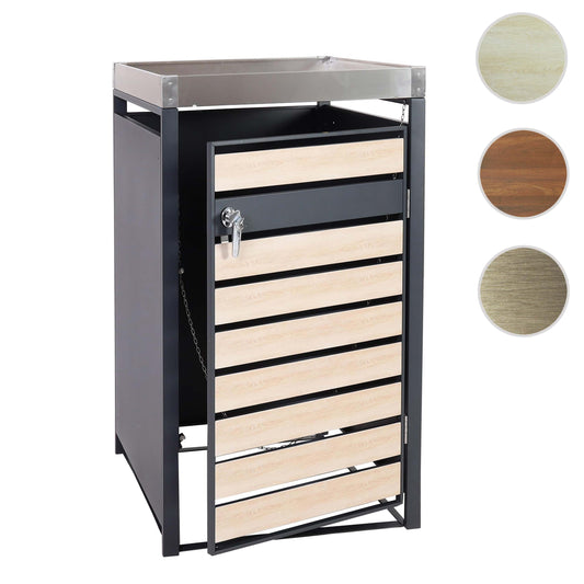 Cosmo Casa - Vuilnisbakbekleding met Plantenbak - Uitbreidbaar - Metaal - Antraciet & Beukenhoutlook - 125×68×80 cm / 31 kg