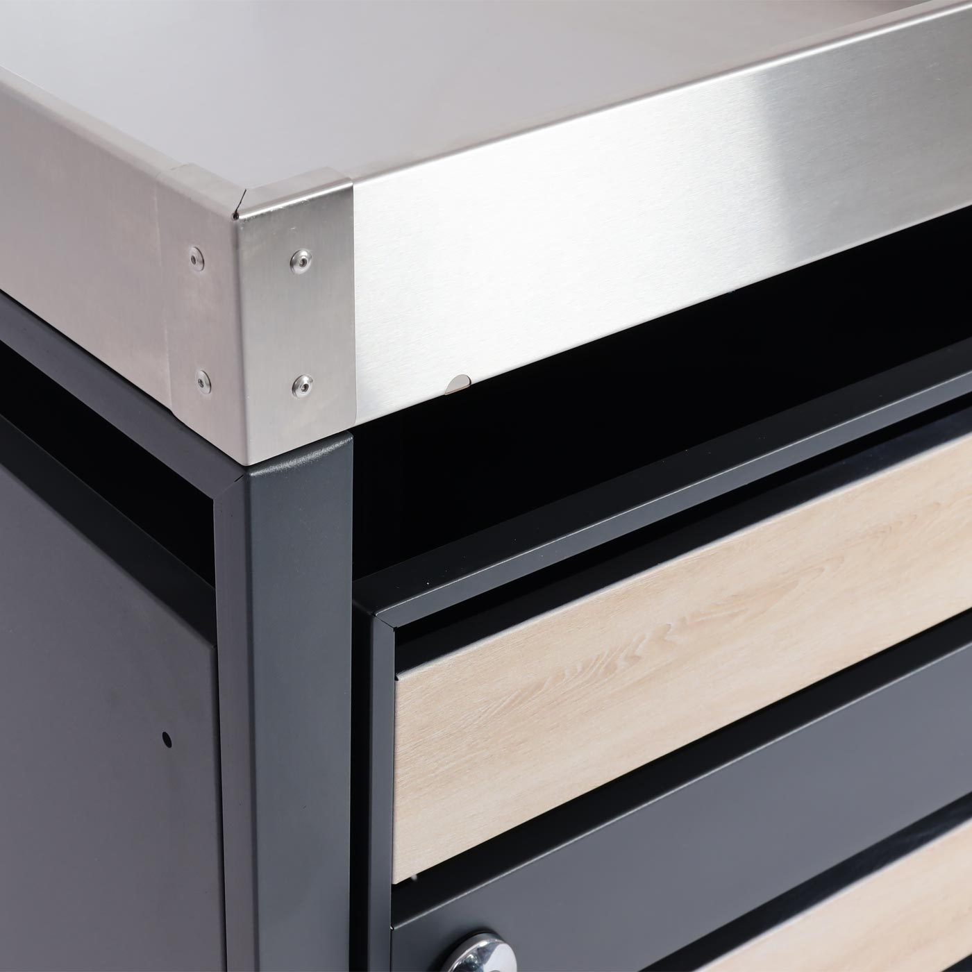 Cosmo Casa - 2 Vuilnisbakkenbekleding met Plantenbak - Uitbreidbaar - Metaal - Antraciet & Beukenhoutlook - 125×132×80 cm / 47 kg