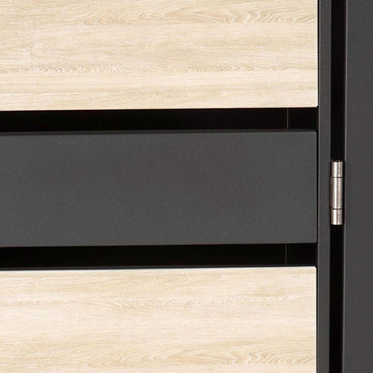 Cosmo Casa - 2 Vuilnisbakkenbekleding met Plantenbak - Uitbreidbaar - Metaal - Antraciet & Beukenhoutlook - 125×132×80 cm / 47 kg