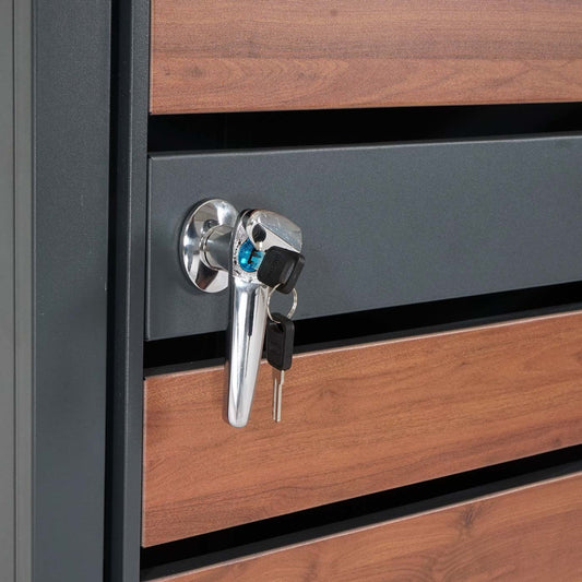 Cosmo Casa - Vuilnisbakbekleding met Plantenbak - Uitbreidbaar - Metaal - Antraciet & Kersenhoutlook - 125×68×80 cm / 31 kg