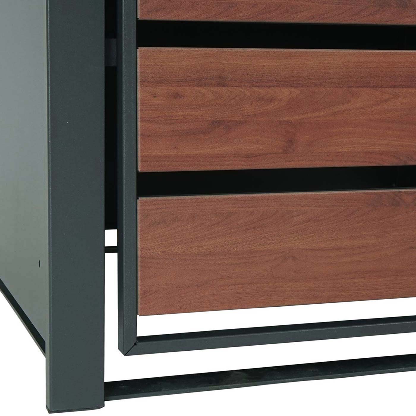 Cosmo Casa - 2 Vuilnisbakkenbekleding met Plantenbak - Uitbreidbaar - Metaal - Antraciet & Kersenhoutlook - 125×132×80 cm / 47 kg