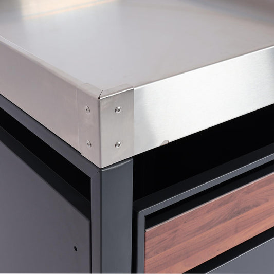 Cosmo Casa - 2 Vuilnisbakkenbekleding met Plantenbak - Uitbreidbaar - Metaal - Antraciet & Kersenhoutlook - 125×132×80 cm / 47 kg