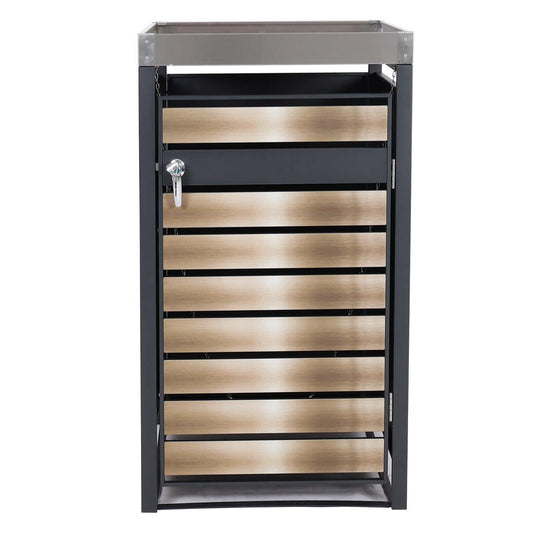 Cosmo Casa - Vuilnisbakbekleding met Plantenbak - Uitbreidbaar - Metaal - Antraciet & Goud - 125×68×80 cm / 31 kg