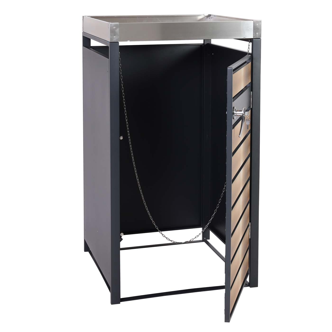 Cosmo Casa - Vuilnisbakbekleding met Plantenbak - Uitbreidbaar - Metaal - Antraciet & Goud - 125×68×80 cm / 31 kg