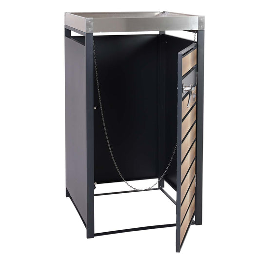 Cosmo Casa - Vuilnisbakbekleding met Plantenbak - Uitbreidbaar - Metaal - Antraciet & Goud - 125×68×80 cm / 31 kg