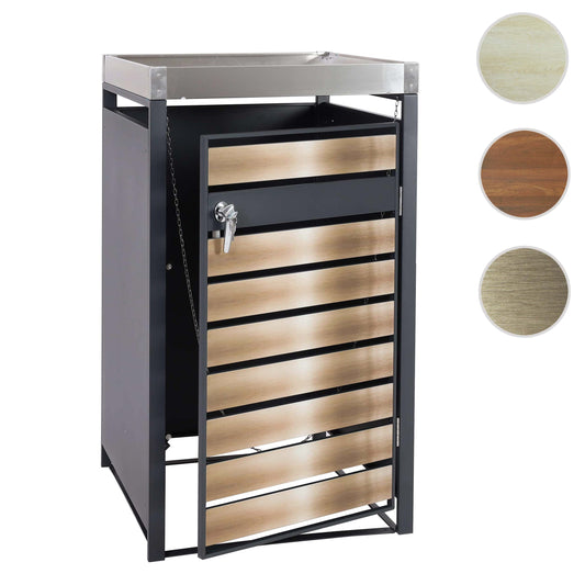 Cosmo Casa - Vuilnisbakbekleding met Plantenbak - Uitbreidbaar - Metaal - Antraciet & Goud - 125×68×80 cm / 31 kg