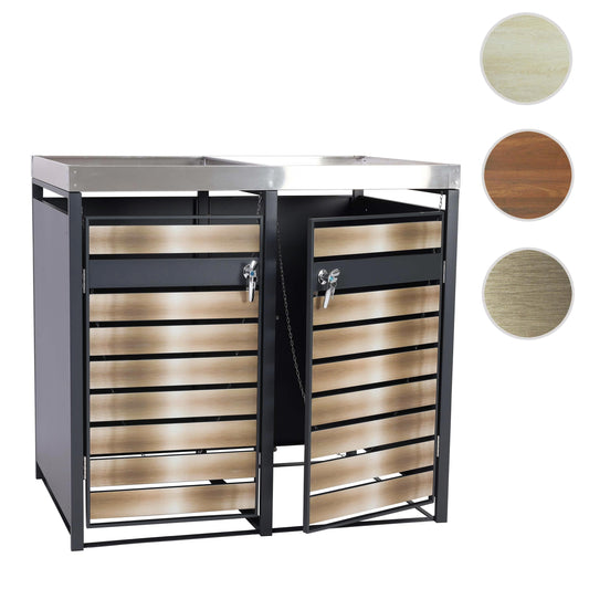 Cosmo Casa - 2 Vuilnisbakkenbekleding met Plantenbak - Uitbreidbaar - Metaal - Antraciet & Goud - 125×132×80 cm / 47 kg