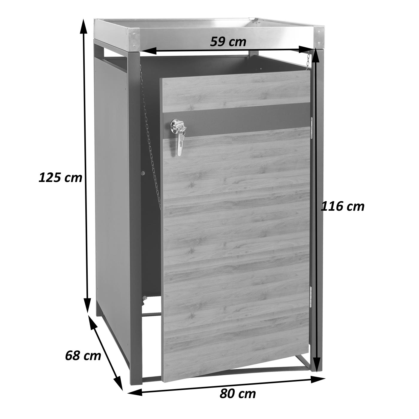 Cosmo Casa - Rolcontainerbekleding met Plantenbak - Uitbreidbaar - Metaal - Antraciet & Kersenhoutlook - Donkerbruin / 37 kg