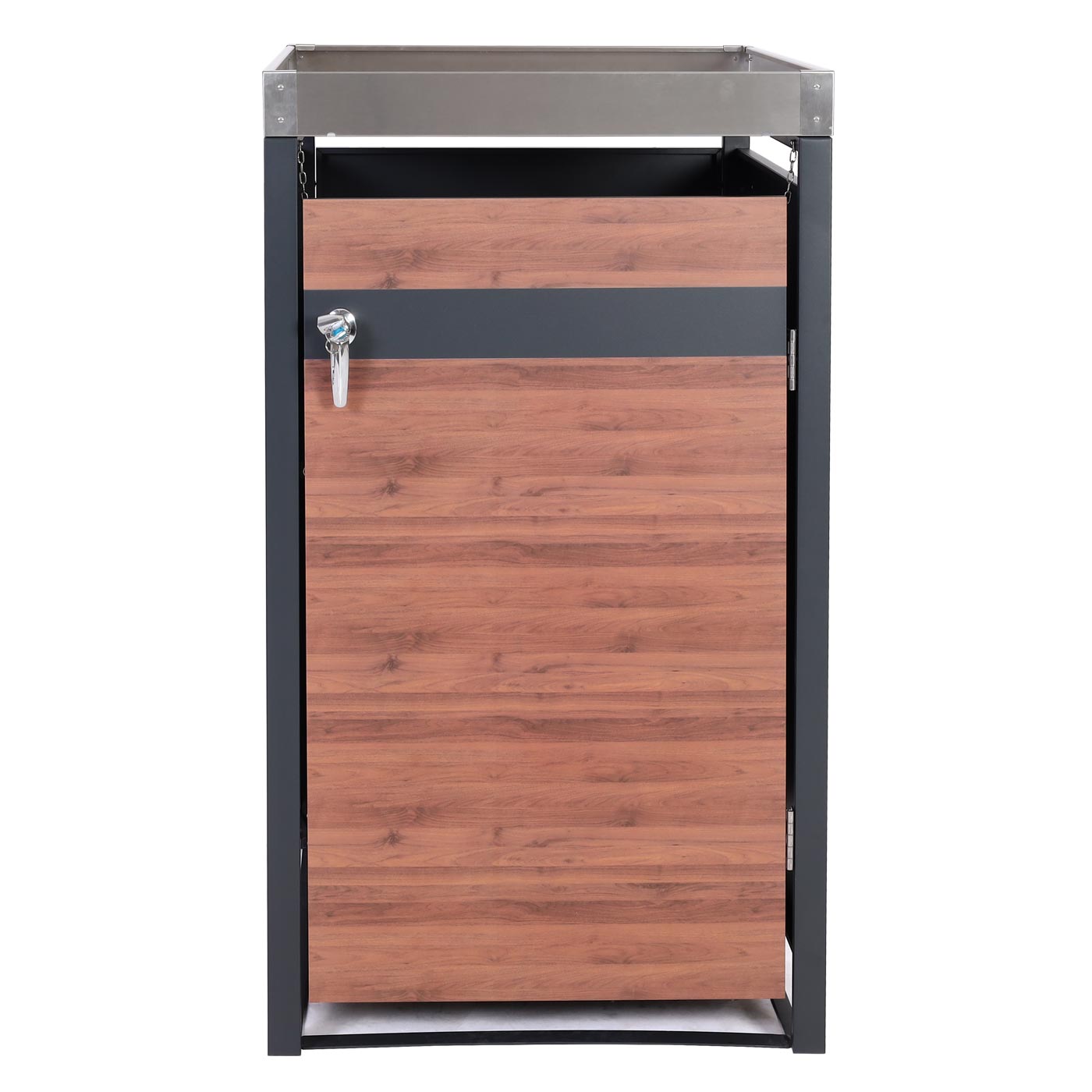 Cosmo Casa - Rolcontainerbekleding met Plantenbak - Uitbreidbaar - Metaal - Antraciet & Kersenhoutlook - Donkerbruin / 37 kg