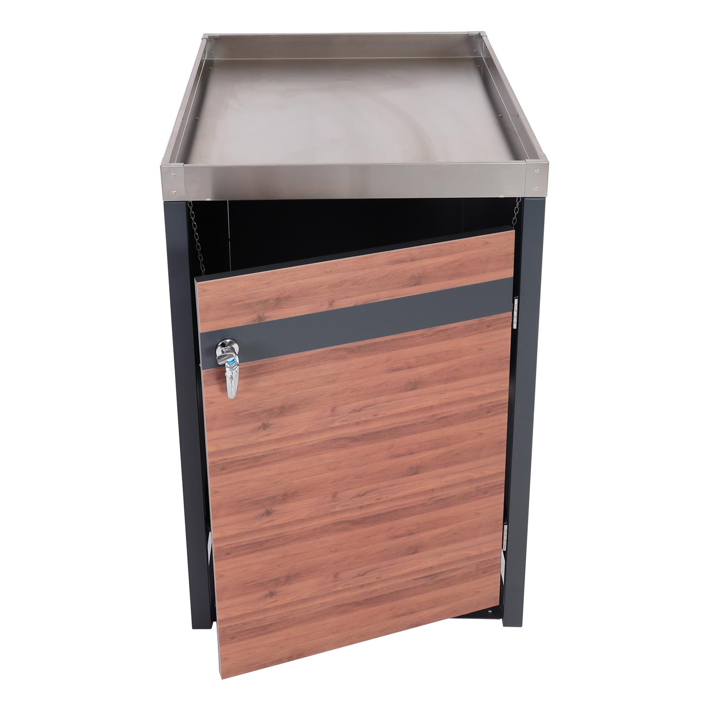 Cosmo Casa - Rolcontainerbekleding met Plantenbak - Uitbreidbaar - Metaal - Antraciet & Kersenhoutlook - Donkerbruin / 37 kg