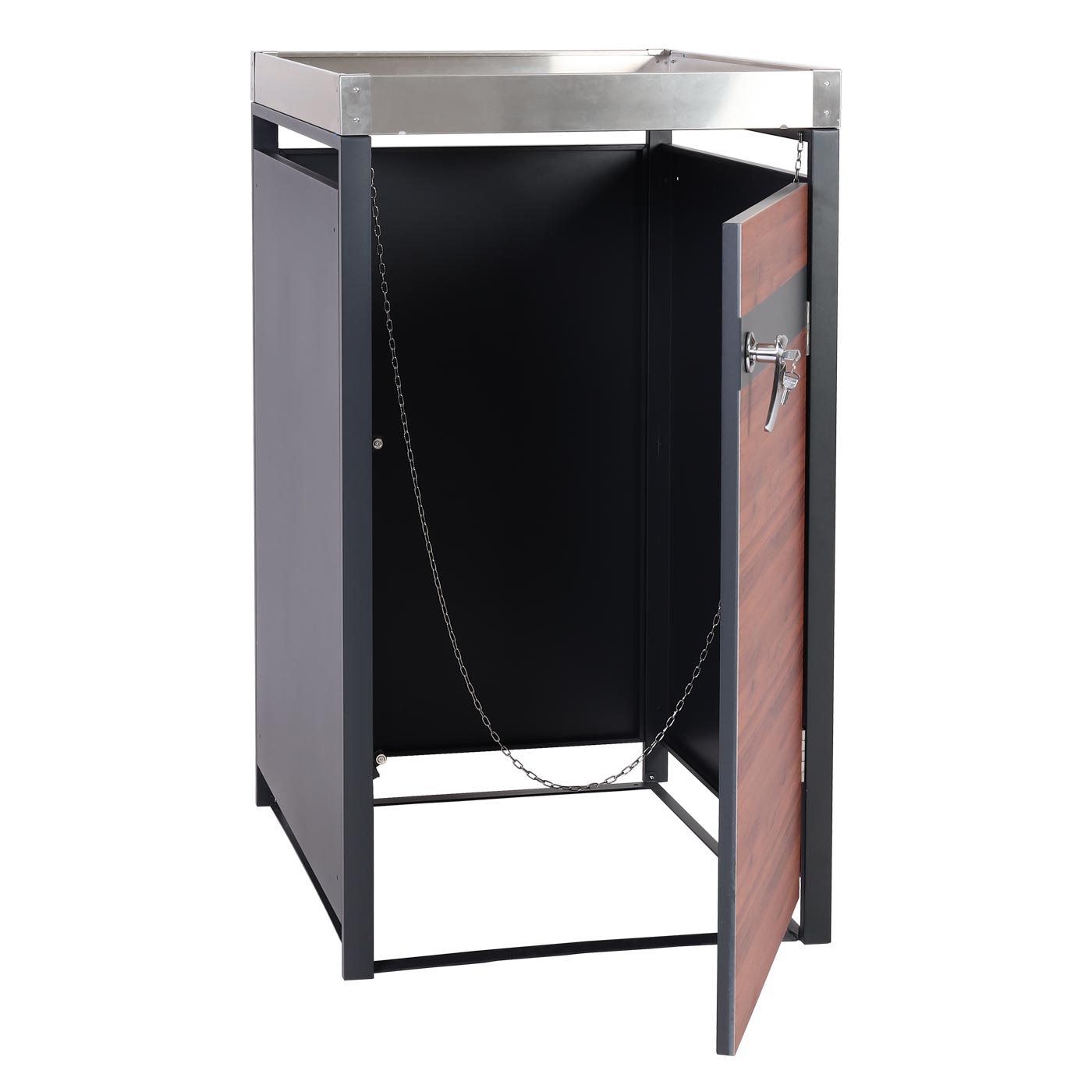 Cosmo Casa - Rolcontainerbekleding met Plantenbak - Uitbreidbaar - Metaal - Antraciet & Kersenhoutlook - Donkerbruin / 37 kg