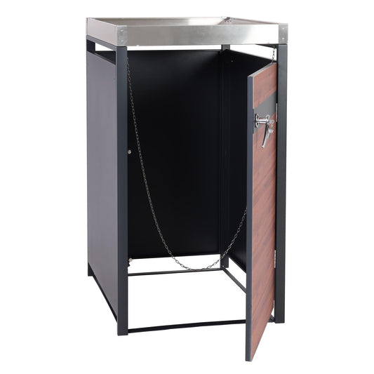 Cosmo Casa - Rolcontainerbekleding met Plantenbak - Uitbreidbaar - Metaal - Antraciet & Kersenhoutlook - Donkerbruin / 37 kg