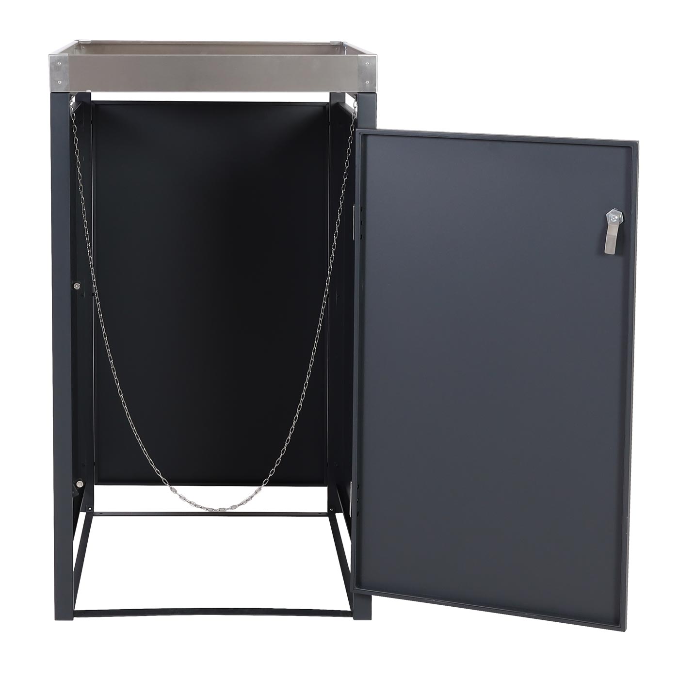 Cosmo Casa - Rolcontainerbekleding met Plantenbak - Uitbreidbaar - Metaal - Antraciet & Kersenhoutlook - Donkerbruin / 37 kg