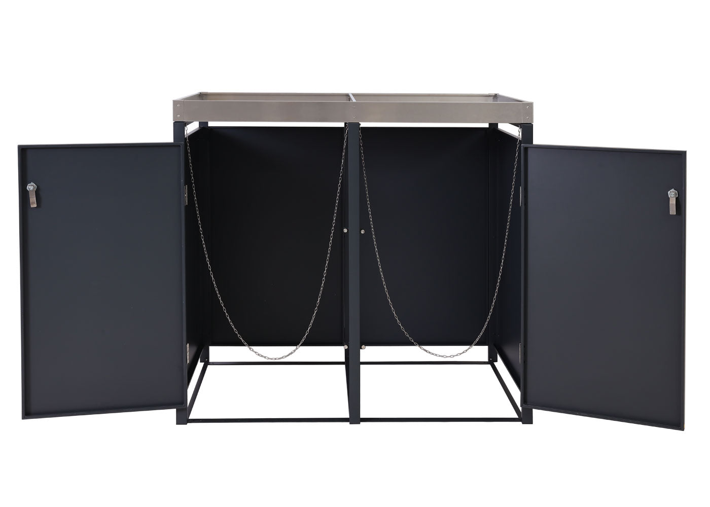 Cosmo Casa - 2 Vuilnisbakkenbekleding met Plantenbak - Uitbreidbaar - Metaal - Antraciet & Kersenhoutlook - Donkerbruin / 59 kg