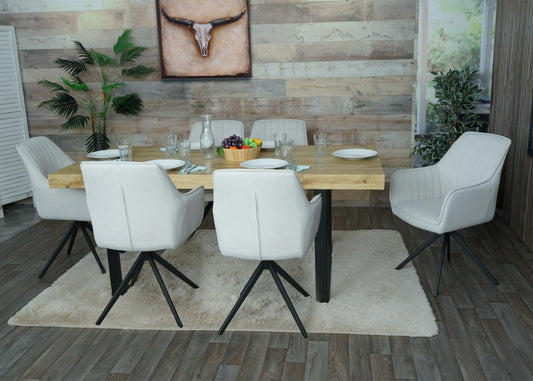 Cosmo Casa - Set van 2 Eetkamerstoelen - Armleuningen - Textiel - Crème-Beige