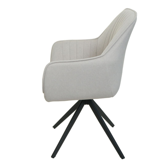 Cosmo Casa - Set van 2 Eetkamerstoelen - Armleuningen - Textiel - Crème-Beige