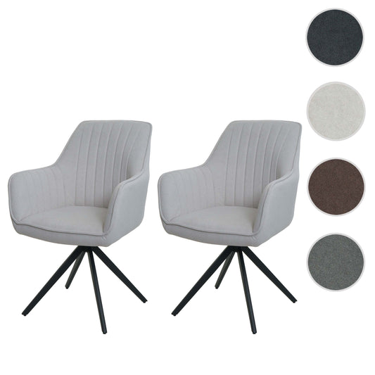 Cosmo Casa - Set van 2 Eetkamerstoelen - Armleuningen - Textiel - Crème-Beige