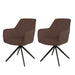 Cosmo Casa - Set van 2 Eetkamerstoelen - Draaibaar - Textiel - Bruin
