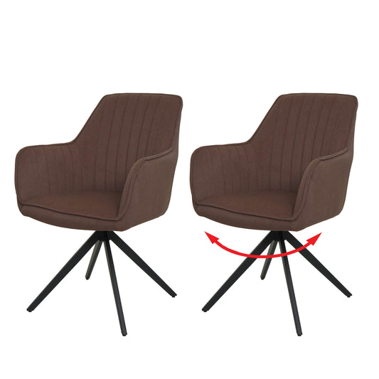 Cosmo Casa - Set van 2 Eetkamerstoelen - Draaibaar - Textiel - Bruin
