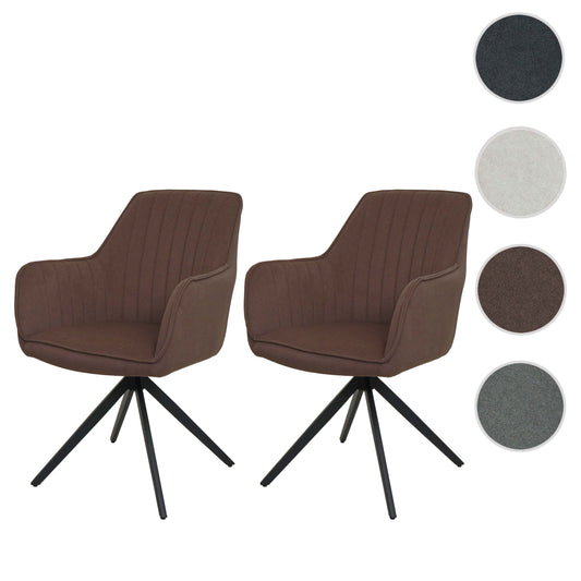 Cosmo Casa - Set van 2 Eetkamerstoelen - Draaibaar - Textiel - Bruin