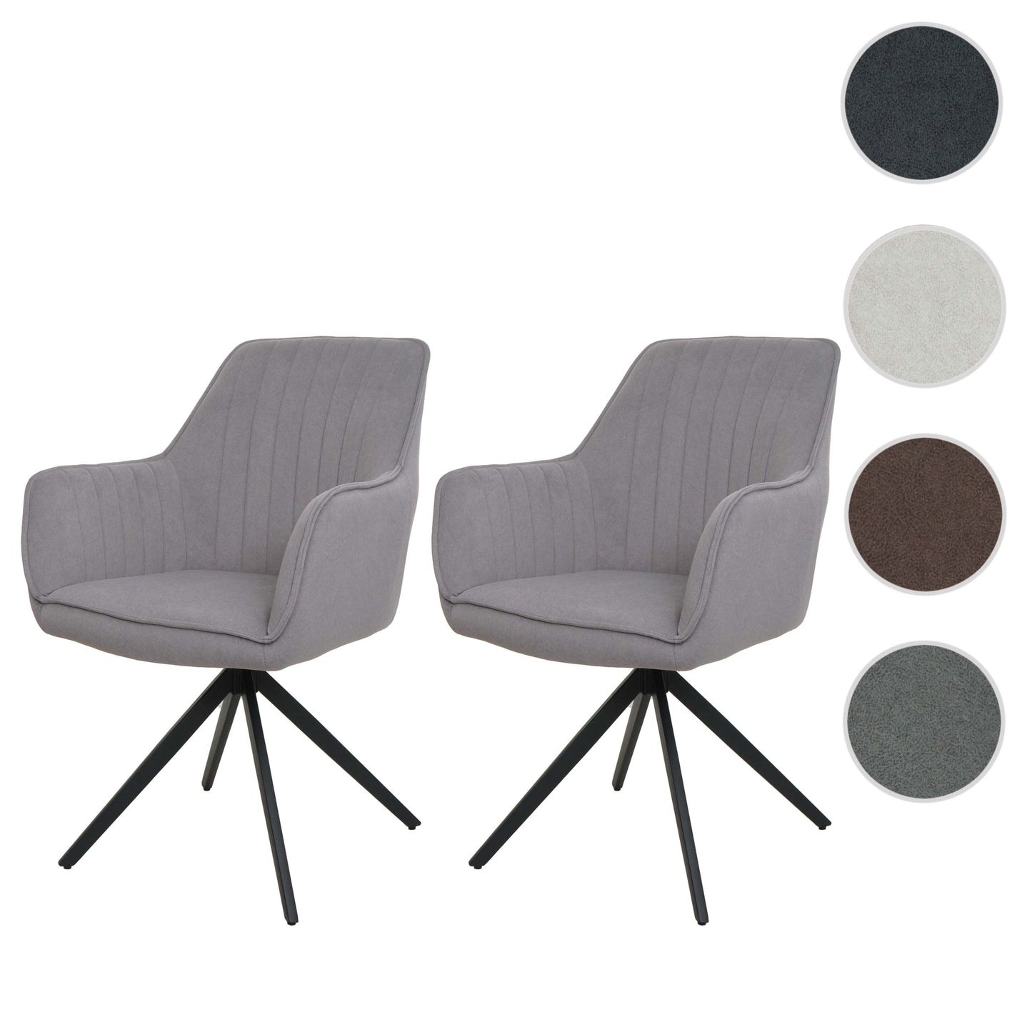 Cosmo Casa - Set van 2 Eetkamerstoelen - Armleuningen - Textiel - Lichtgrijs