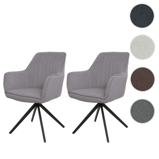 Cosmo Casa - Set van 2 Eetkamerstoelen - Armleuningen - Textiel - Lichtgrijs