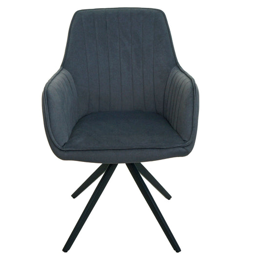 Cosmo Casa - Set van 2 Eetkamerstoelen - Armleuningen - Textiel - Antraciet