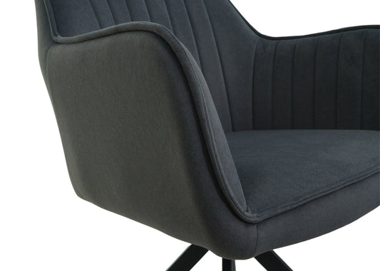 Cosmo Casa - Set van 2 Eetkamerstoelen - Armleuningen - Textiel - Antraciet