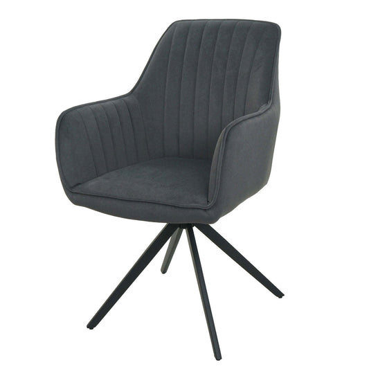 Cosmo Casa - Set van 2 Eetkamerstoelen - Armleuningen - Textiel - Antraciet