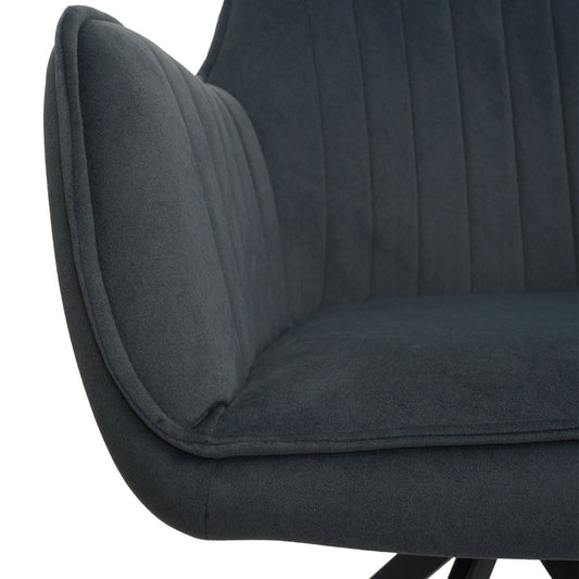 Cosmo Casa - Set van 2 Eetkamerstoelen - Armleuningen - Textiel - Antraciet