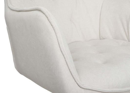 Cosmo Casa - Set van 2 Eetkamerstoelen - Stoffen draaistoel met armleuning - Metaal en Stoftextiel - Crème-beige