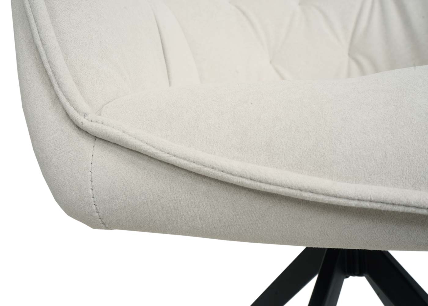 Cosmo Casa - Set van 2 Eetkamerstoelen - Stoffen draaistoel met armleuning - Metaal en Stoftextiel - Crème-beige