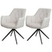 Cosmo Casa - Set van 2 Eetkamerstoelen - Stoffen draaistoel met armleuning - Metaal en Stoftextiel - Crème-beige