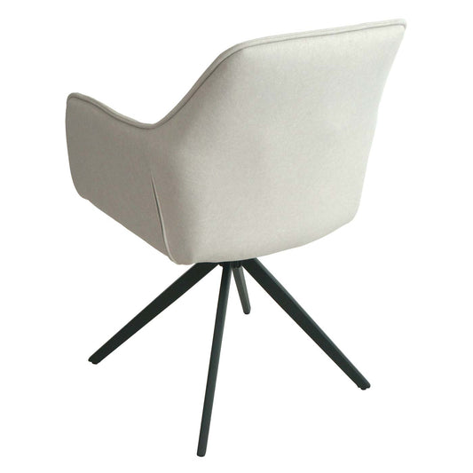 Cosmo Casa - Set van 2 Eetkamerstoelen - Stoffen draaistoel met armleuning - Metaal en Stoftextiel - Crème-beige