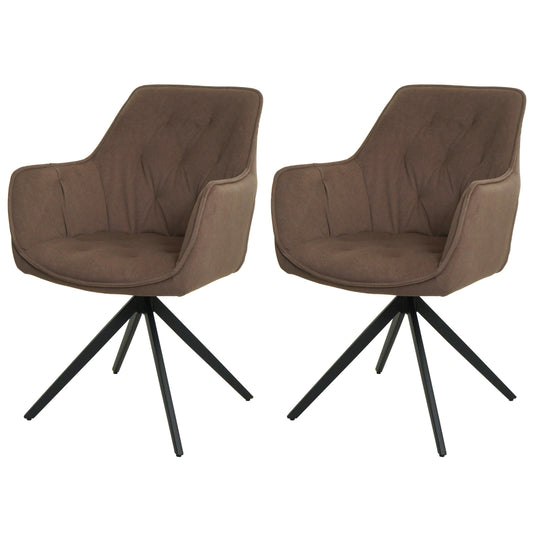 Cosmo Casa - Set van 2 Eetkamerstoelen - Draaibaar - Textiel - Bruin