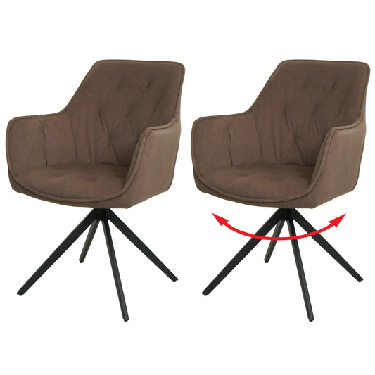 Cosmo Casa - Set van 2 Eetkamerstoelen - Draaibaar - Textiel - Bruin