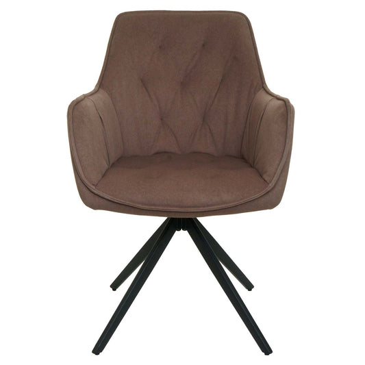 Cosmo Casa - Set van 2 Eetkamerstoelen - Draaibaar - Textiel - Bruin