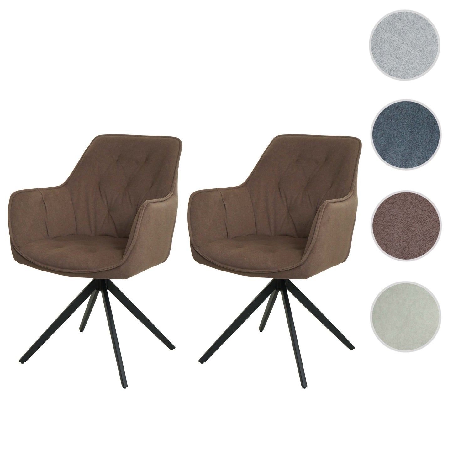 Cosmo Casa - Set van 2 Eetkamerstoelen - Draaibaar - Textiel - Bruin