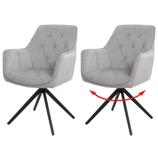 Cosmo Casa - Set van 2 Eetkamerstoelen - Draaibaar - Textiel - Lichtgrijs