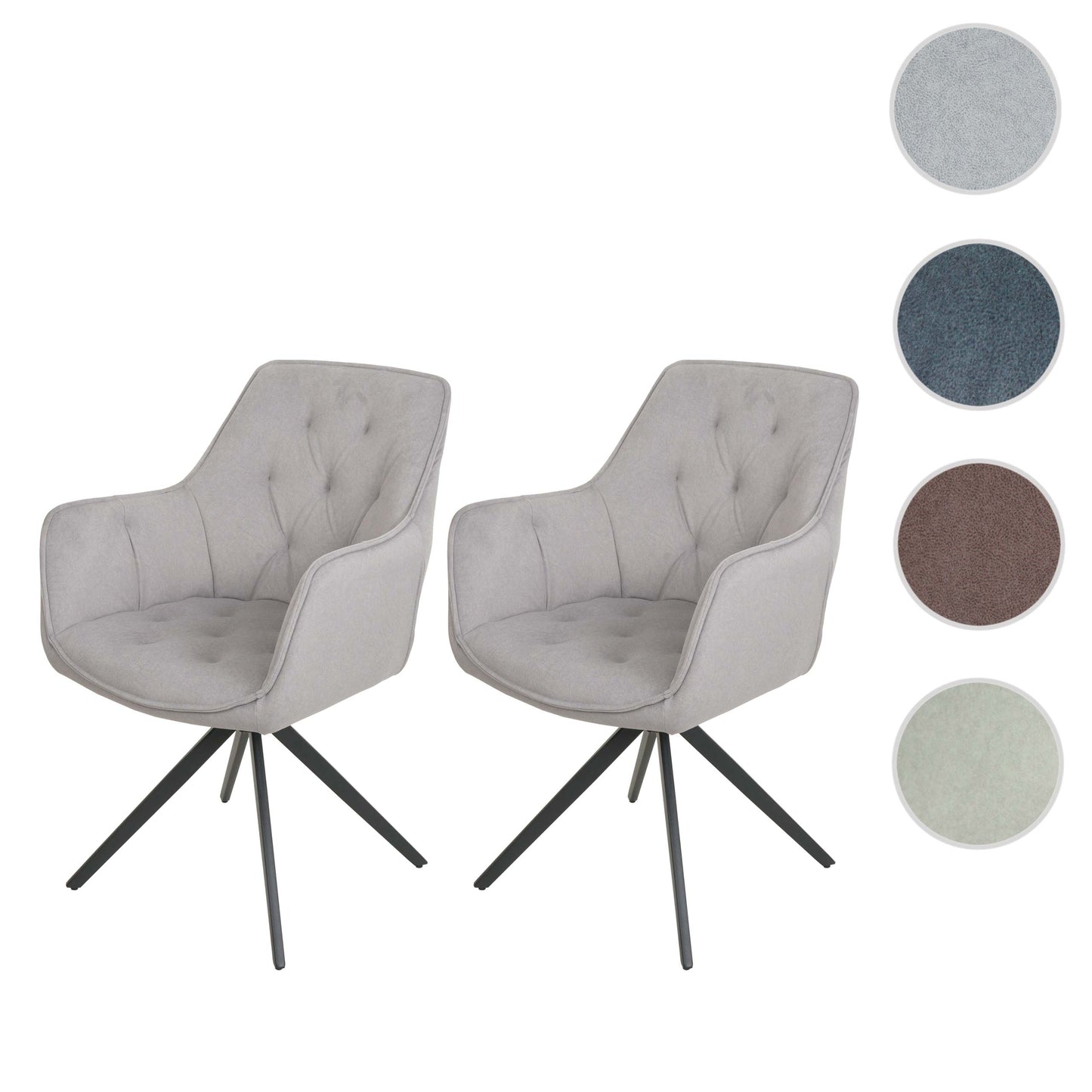 Cosmo Casa - Set van 2 Eetkamerstoelen - Draaibaar - Textiel - Lichtgrijs